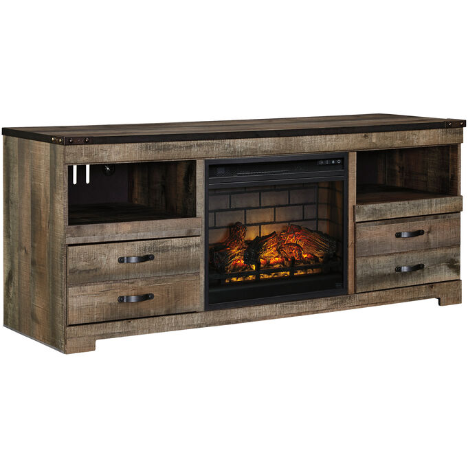 Ashley Furniture , Trinell Rustic Plank 63 Infrared Fireplace TV Stand