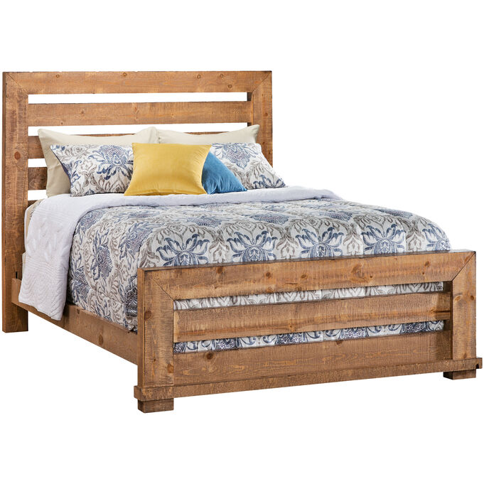 Progressive Furniture | Willow Distressed Pine Queen Slat Bed