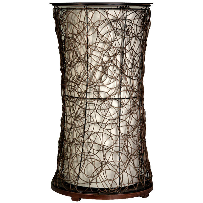 Stylecraft Home Collection , Tiffin Rattan And Wood Accent Table Floor Lamp