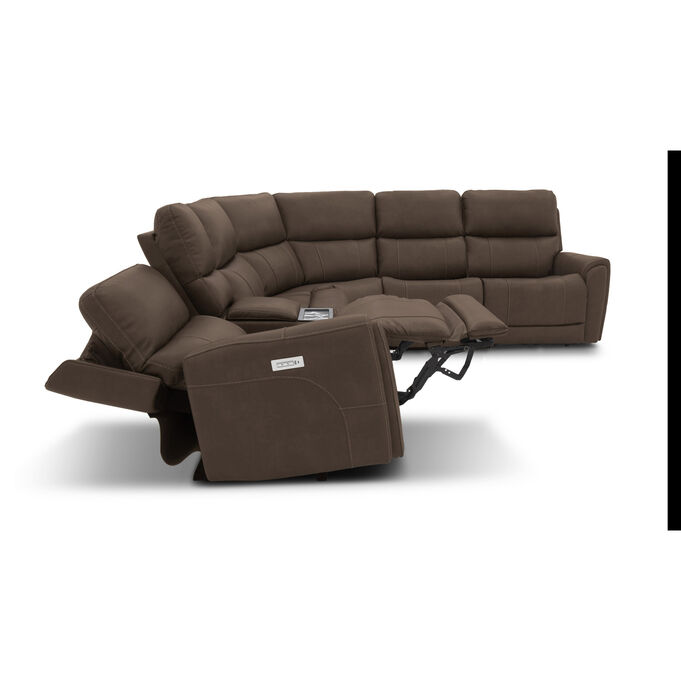 Dylan Cappuccino 6 Piece Sectional with 2 Power Ends and 2 Power Armless