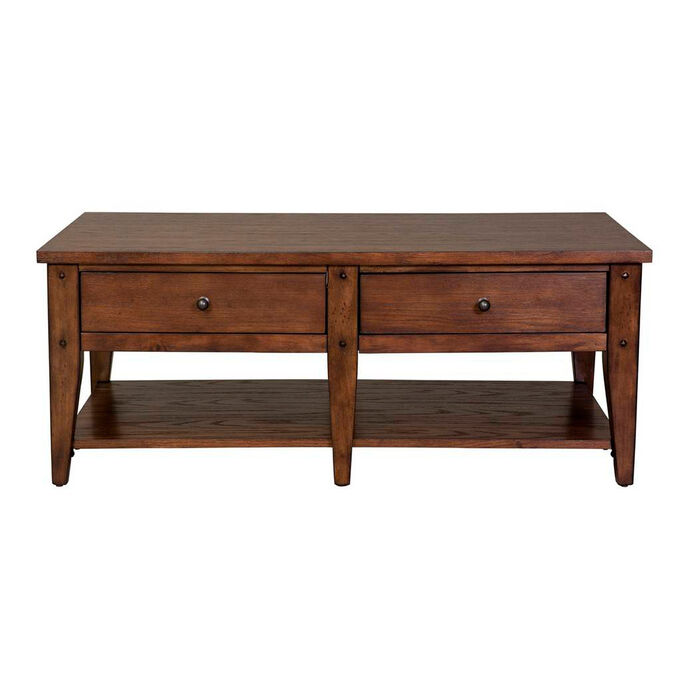 Liberty Furniture Industries , Lake House Rustic Brown Oak Cocktail Table