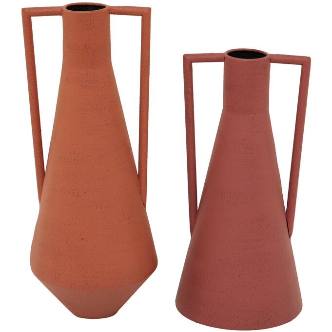 Uma , Adobe Set Of 2 Red Vases
