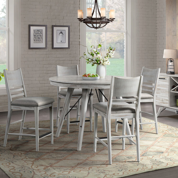 Intercon | Modern Rustic Weathered White 5 Piece Counter Dining Set
