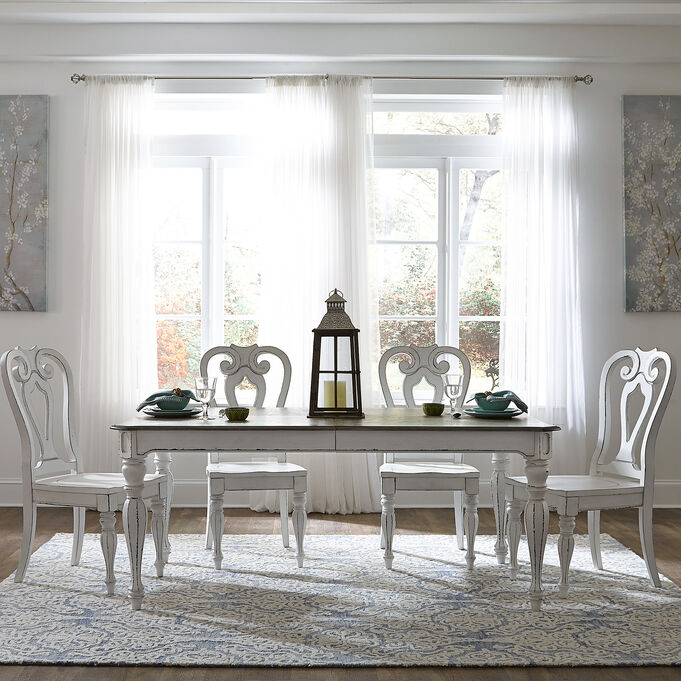 Liberty Furniture | Magnolia Manor White 5 Piece Splat Rectangular Table Set