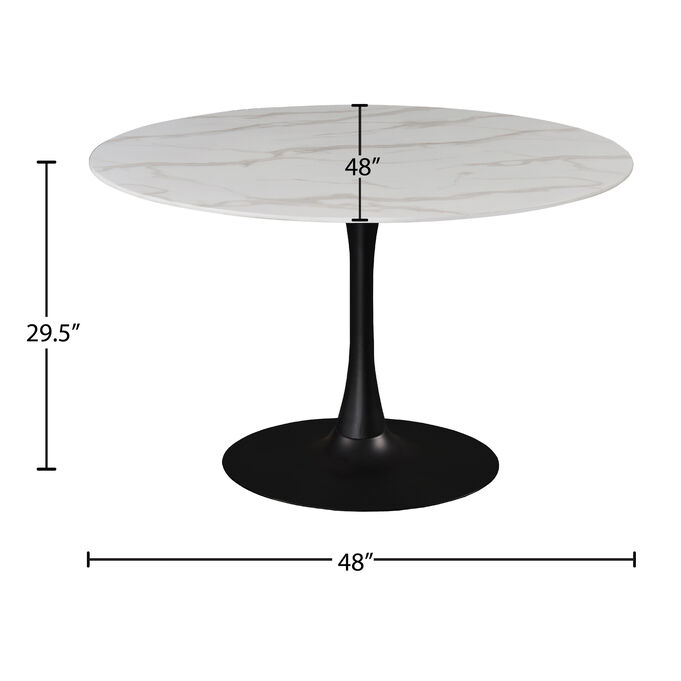 Tulip Matte Black 48 Inch Dining Table