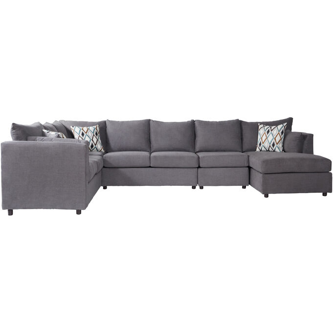 Hughes Furniture | Payne Rainfall 4 Piece Right Chaise Sectional Sofa