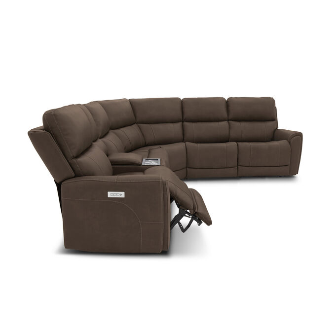 Dylan Cappuccino 6 Piece Sectional with 2 Power Ends and 2 Power Armless