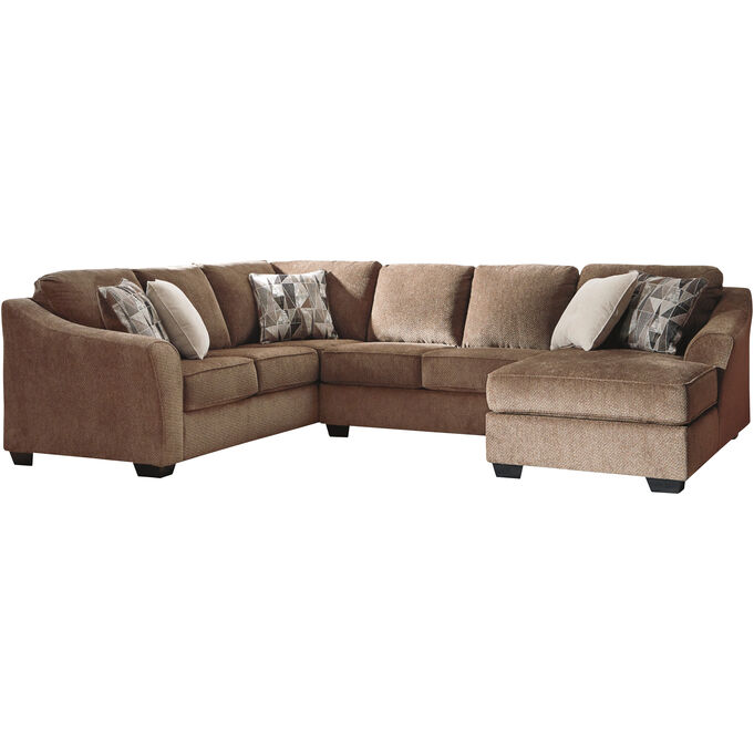 Ashley Furniture , Graftin Teak 3 Piece Right Chaise Sectional
