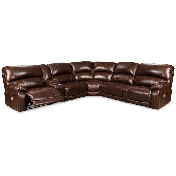 Ashley Furniture | Hallstrung Chocolate 6 Piece Power Reclining Sectional