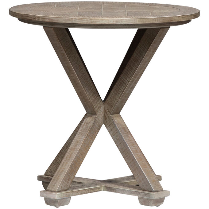 Parkland Falls Weathered Taupe Round End Table