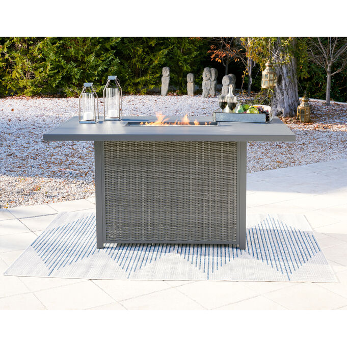 Palazzo Gray Rectangular Bar Table with Fire Pit