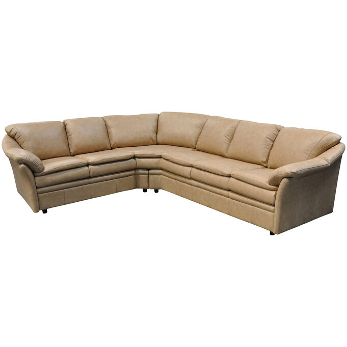 Omnia Leather , Uptown Urban Wheat Leather 2 Piece Right Sofa Sectional