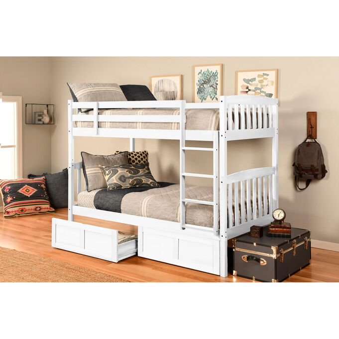 Kodiak Furniture , Claire White Twin Bunk Bed With Drawers