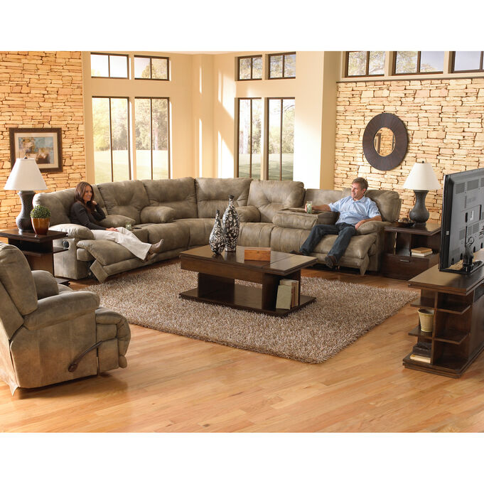 Voyager Brandy 3 Piece Reclining Sectional