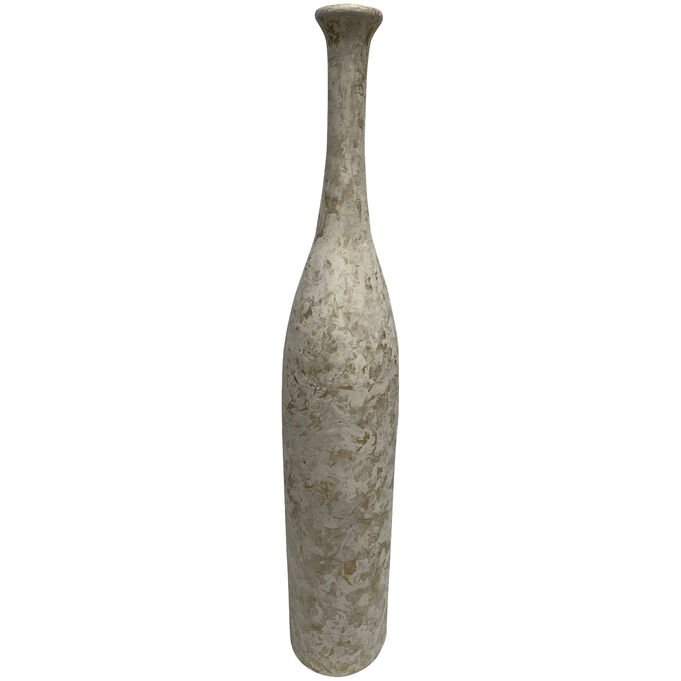 Terracotta Botella Picuda Travertine Small Long Neck Floor Vase