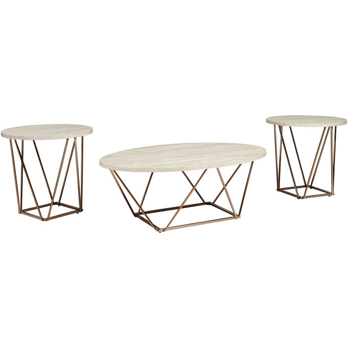 Ashley Furniture , Tarica White Set Of 3 Tables
