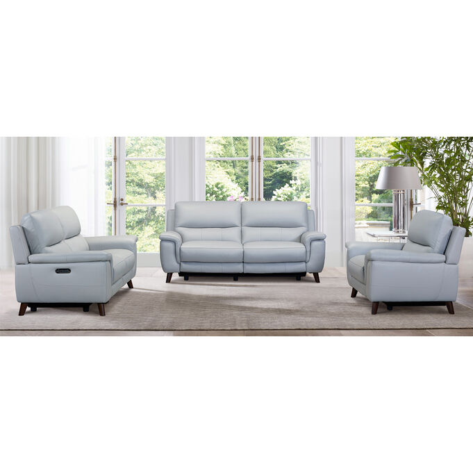 Lizette Leather Dove Gray Power Reclining Loveseat