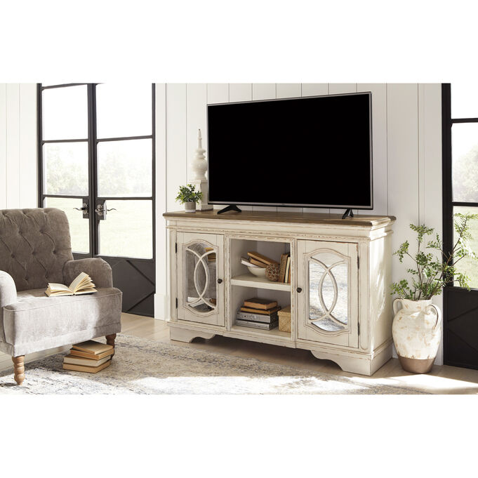 Realyn Chipped White 62 Inch Console