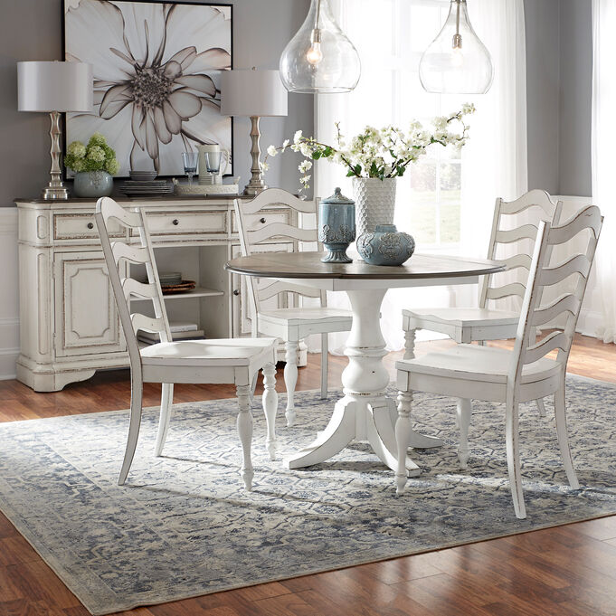 Liberty Furniture | Magnolia Manor White 5 Piece Ladder Drop Leaf Dining Set