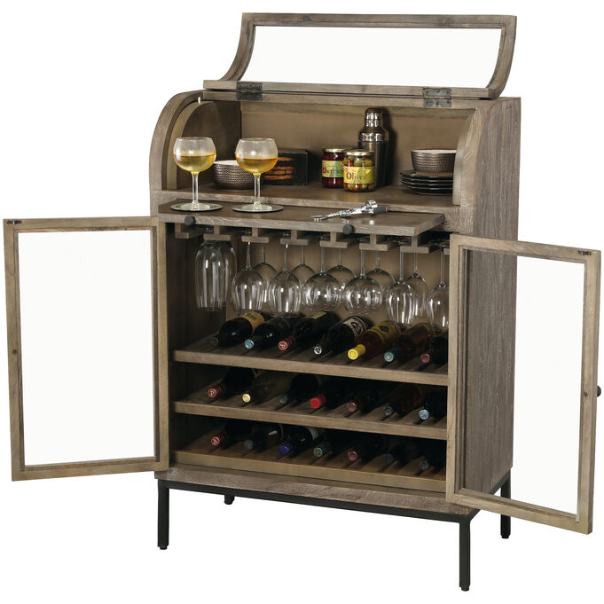 Paloma Weathered Gray Wine And Bar Cabinet