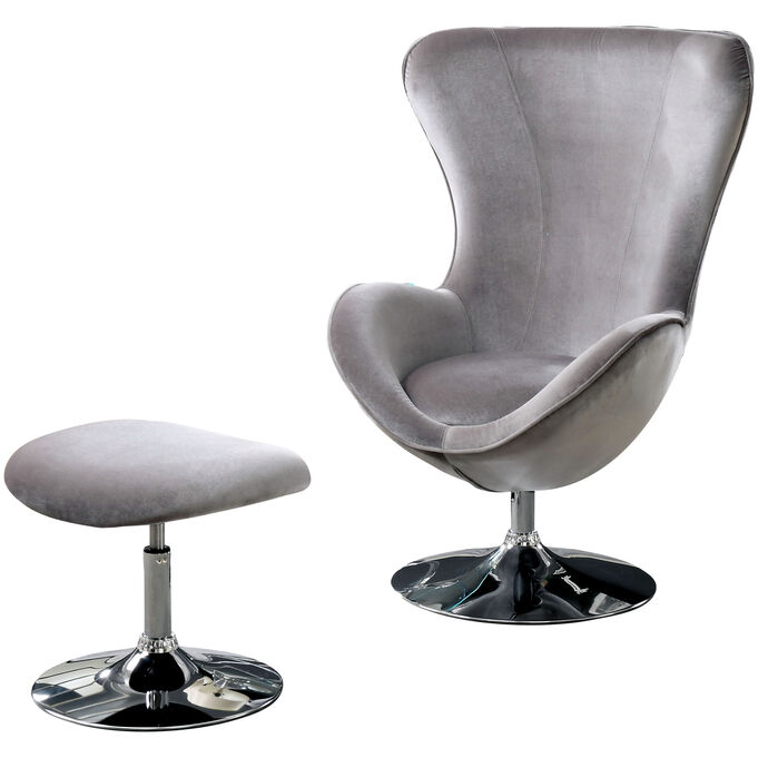 Furniture Of America | Eloise Gray Chair with Ottoman